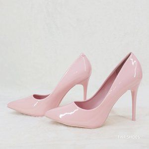 Light Baby Pink Patent High Heel Pumps Matching Colored Sole Fabio